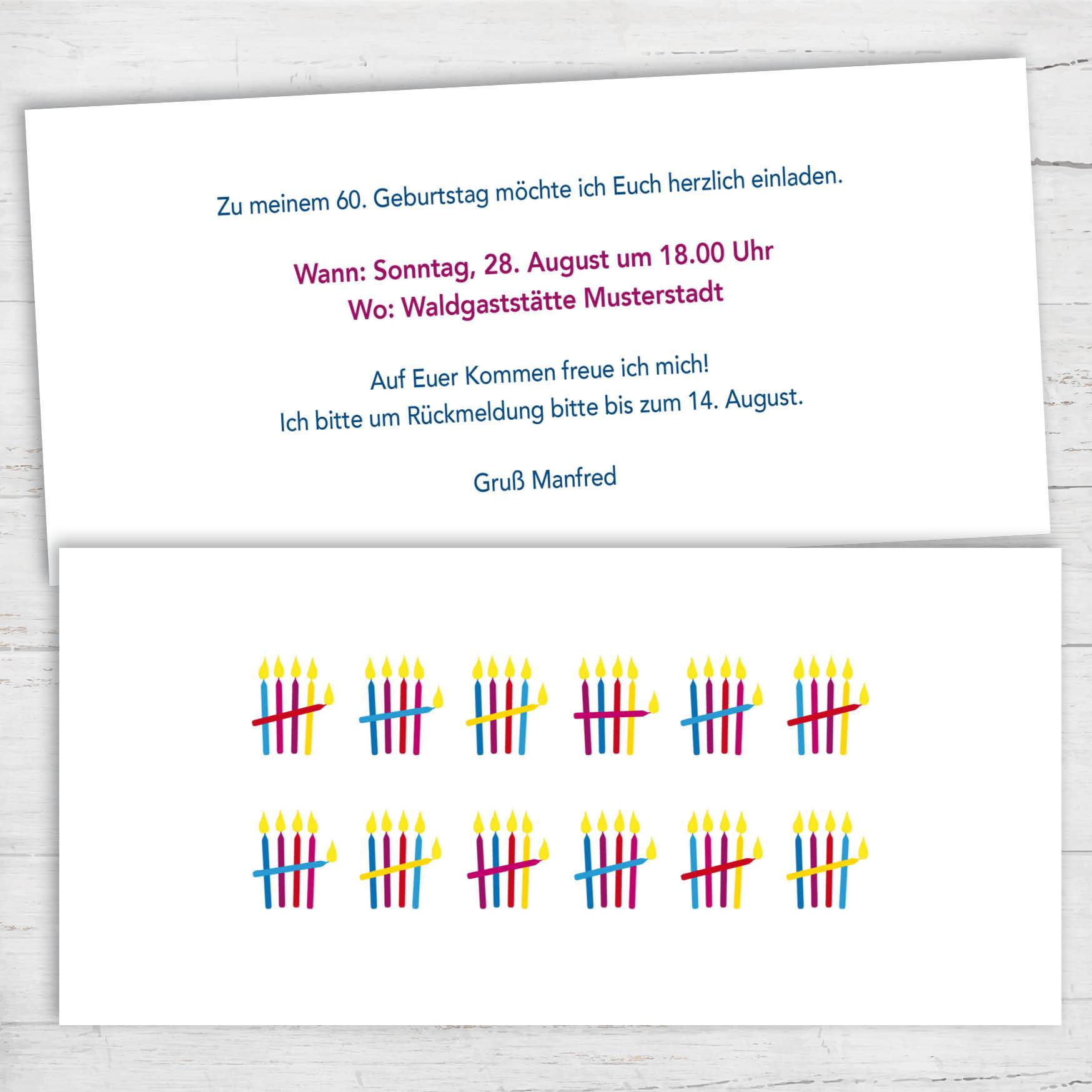 Einladung zum 60. Geburtstag: Kerzen Strichliste Individuelle Einladung